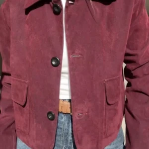 Chaqueta de ante, color vino