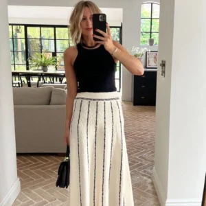 Falda de punto blanca y negra