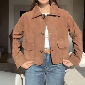 Chaqueta de ante, color vino